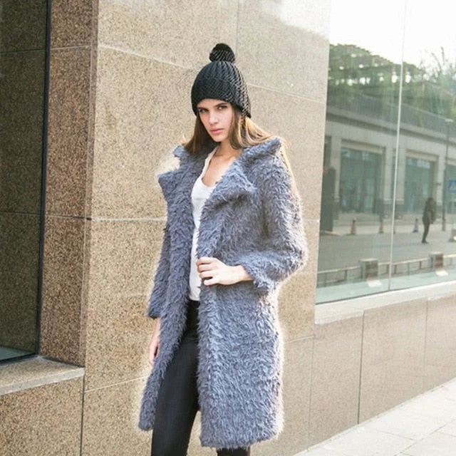 Women Winter Plus Size Faux Fur Coat Bomber Jacket Trench Wool Teddy Coat Pink Overcoat Long Sleeve Vintage Outwear Mujer