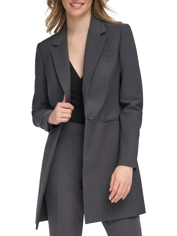 Womens Topper Long One-Button Blazer