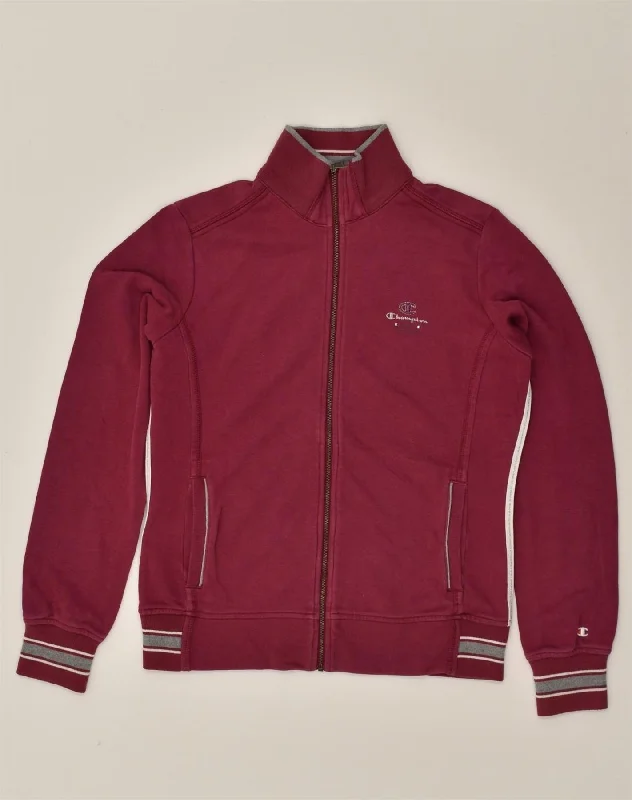 CHAMPION Womens Heritage Fit Tracksuit Top Jacket UK 14 Medium Burgundy