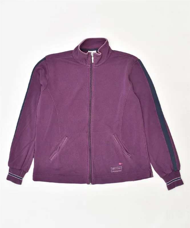 CHAMPION Womens Tracksuit Top Jacket UK 16 Large Purple Cotton