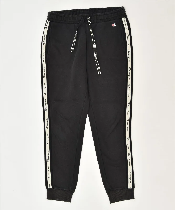 CHAMPION Womens Tracksuit Trousers Joggers Medium Black Cotton Sports