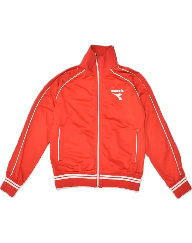 DIADORA Womens Tracksuit Top Jacket IT 40 Small Red Polyester