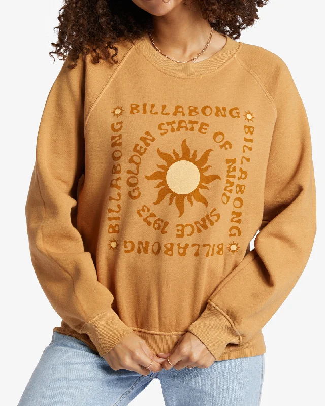 Here We Go Graphic Crewneck Sweatshirt - Cosmic Khaki