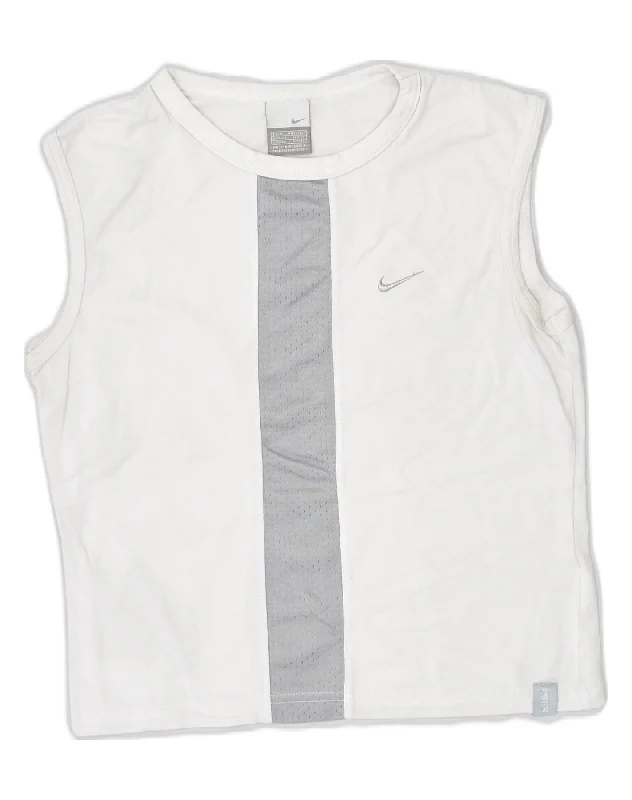 NIKE Womens Vest Top UK 8/10 Small White Cotton