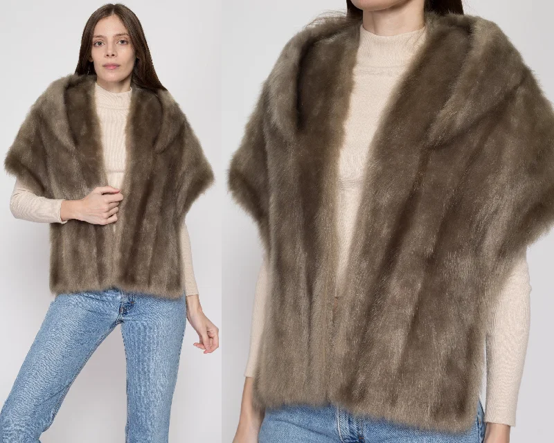 Sm-Lrg 1950s Grey Fur Stole