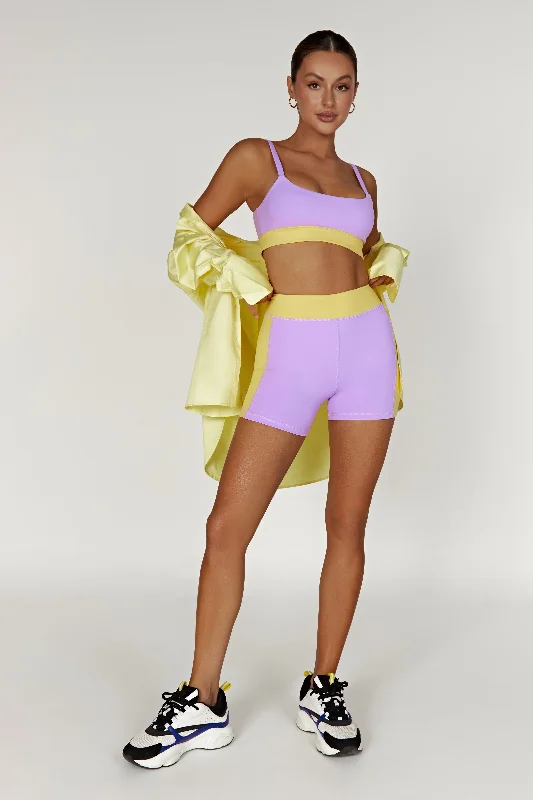 Taleah Two Tone Shorts - Lilac/Yellow