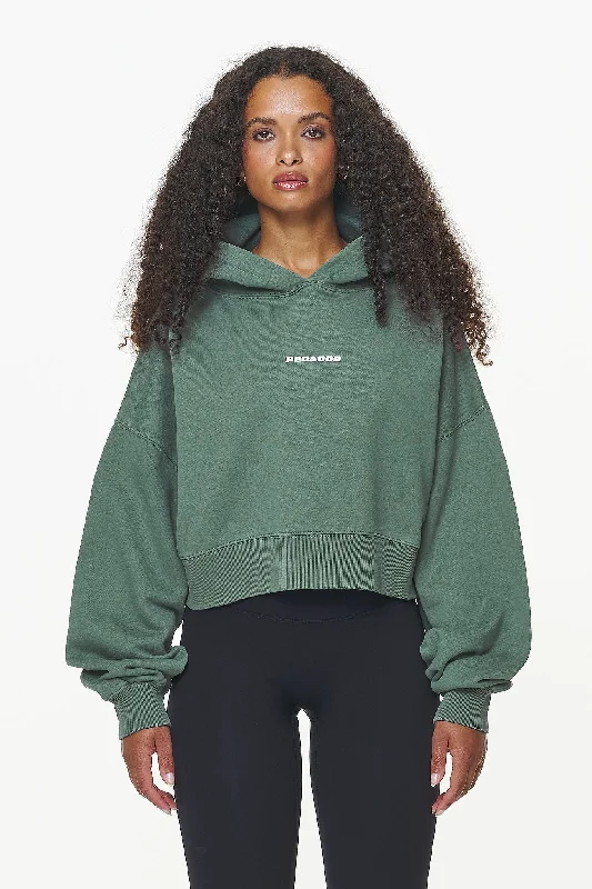 Dorothy Cropped Oversized Hoodie Vintage Washed Garden Green