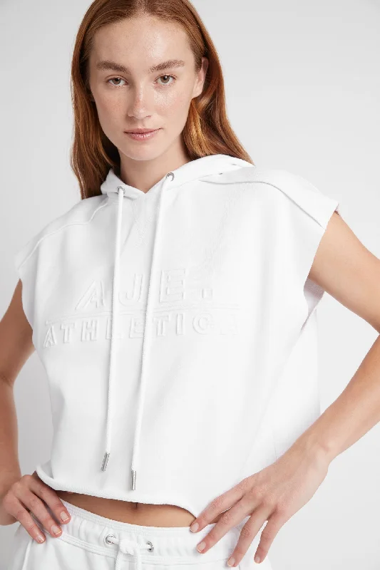 Embossed Classic Short Sleeve Cropped Hoodie 402