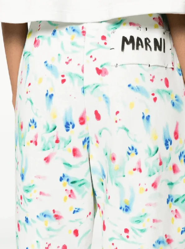 floral-print cotton track pants