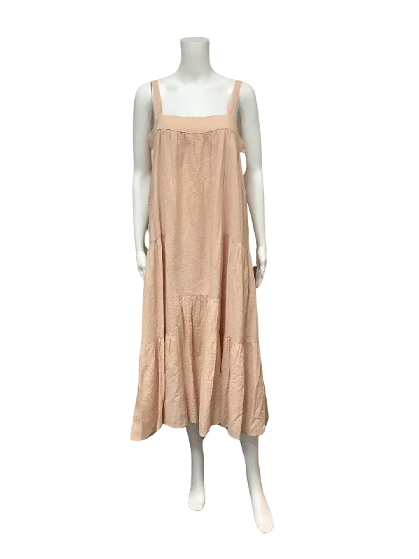 Jenni Kane Women's Long Dress Tan Square Neck Size: S