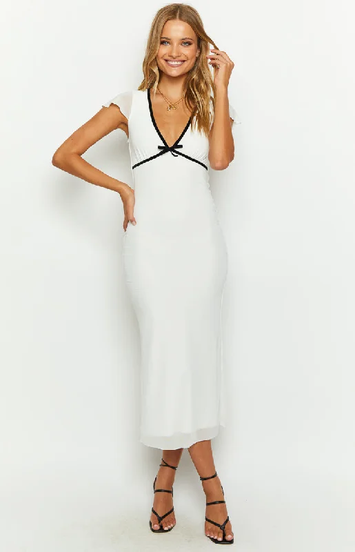 Sweetie White Mesh Midi Dress