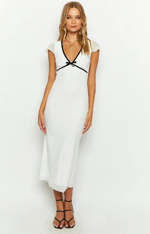 Sweetie White Mesh Midi Dress