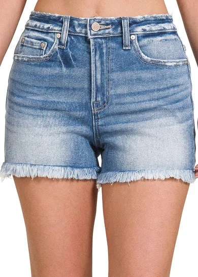 Raw Frayed Hem Denim Shorts