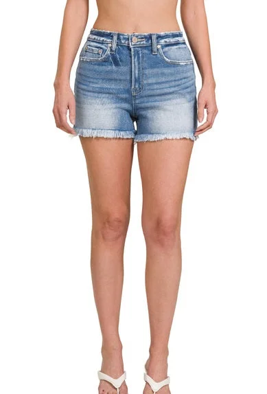 Raw Frayed Hem Denim Shorts