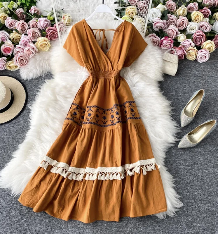 Cute v neck short dress fashion dress  701