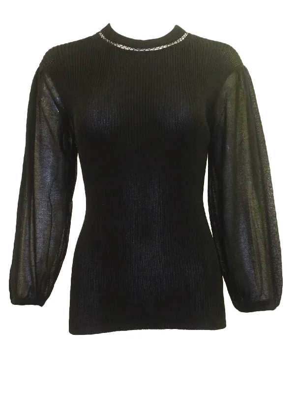 Vogue Design Ribbed Puff Sleeve Top