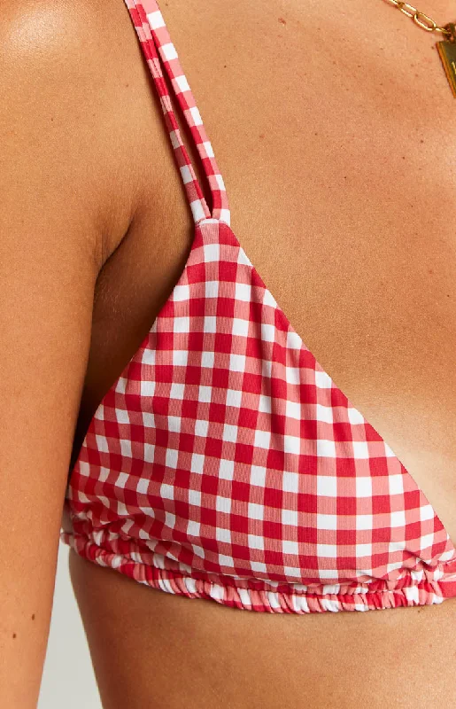 9.0 Swim Sumba Red Gingham Bikini Top