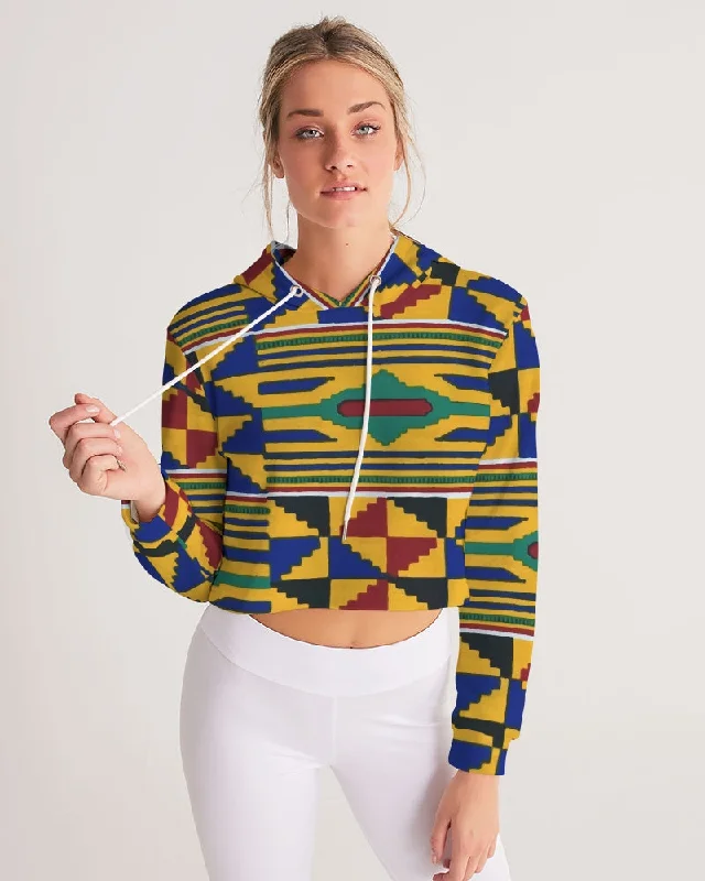 AKH African Kente Cloth Women's Cropped Hoodie