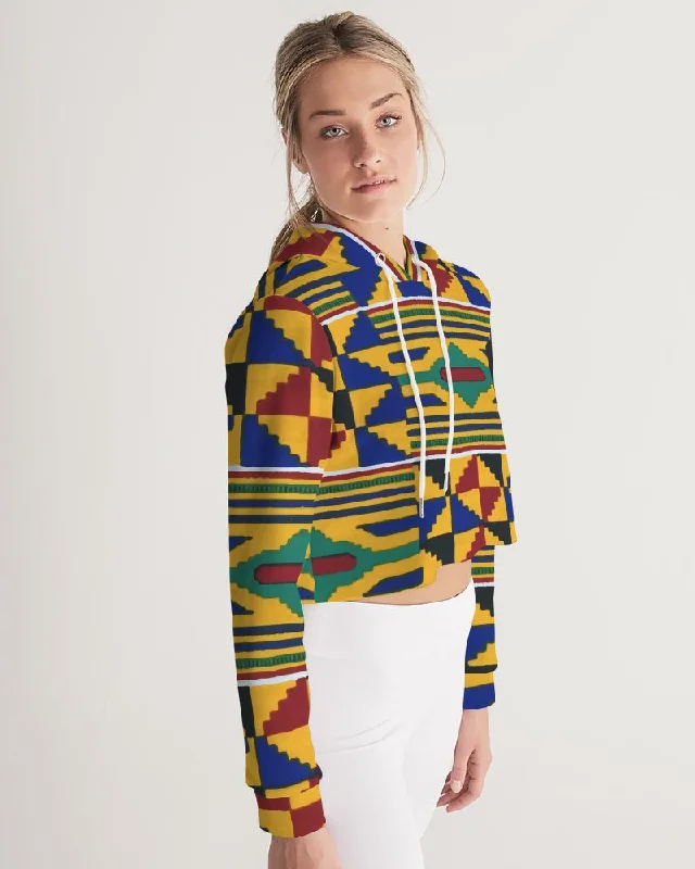 AKH African Kente Cloth Women's Cropped Hoodie