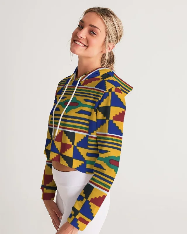 AKH African Kente Cloth Women's Cropped Hoodie