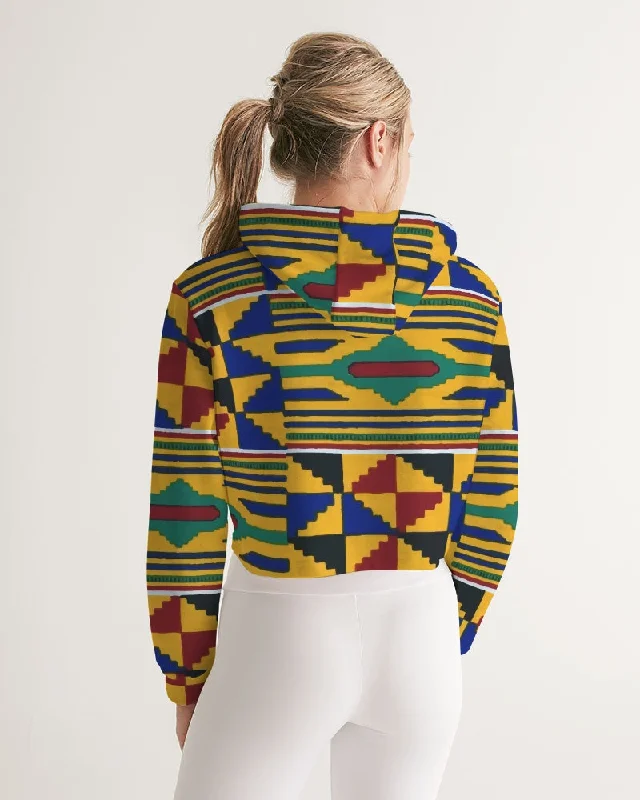 AKH African Kente Cloth Women's Cropped Hoodie