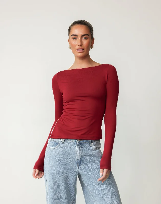 Amanda Long Sleeve Top (Cherry)