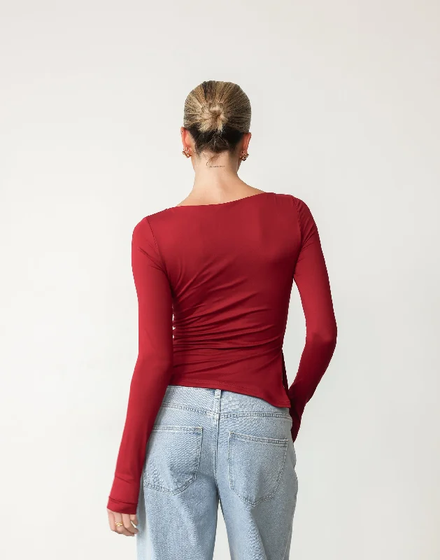 Amanda Long Sleeve Top (Cherry)