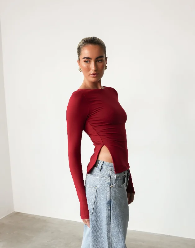 Amanda Long Sleeve Top (Cherry)