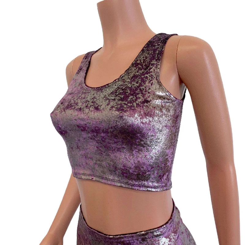 Crop Tank Top - Plum/Gunmetal Gilded Velvet