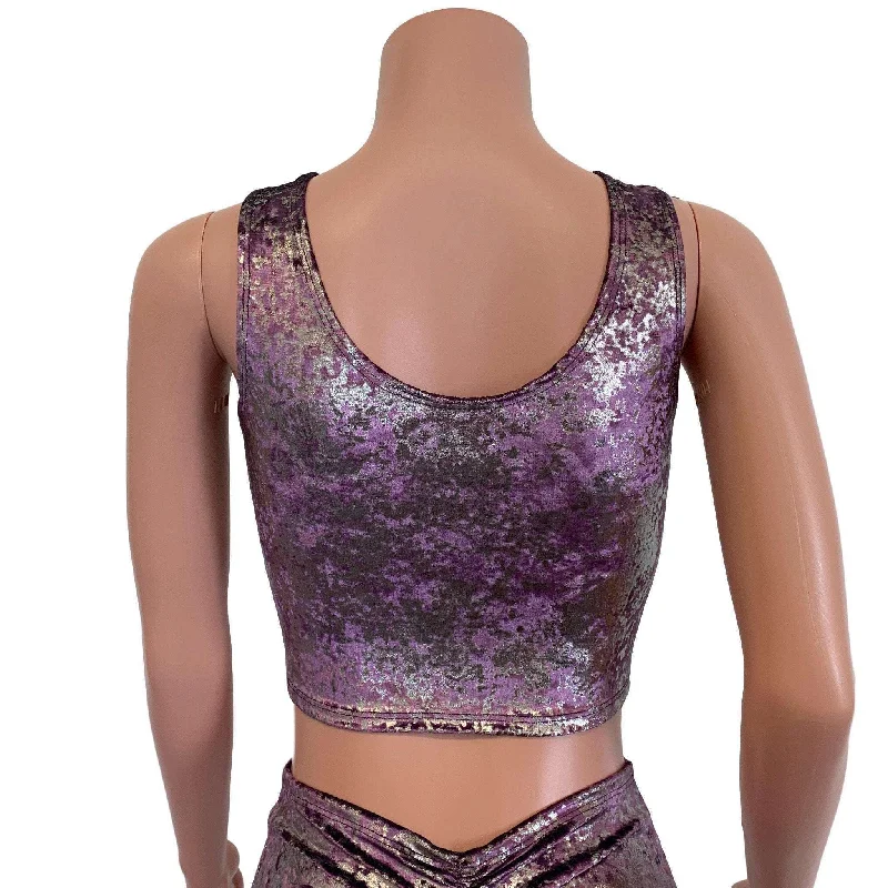 Crop Tank Top - Plum/Gunmetal Gilded Velvet