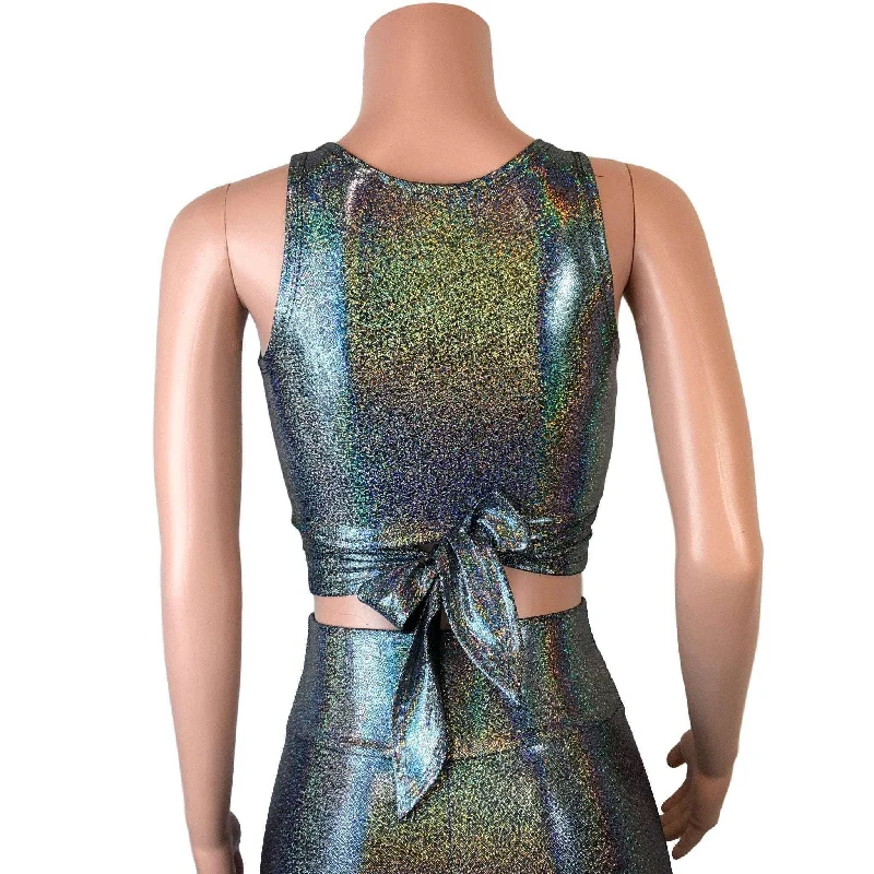 Crop Wrap Top - Gleaming Silver Sparkle - Choose Sleeve Length