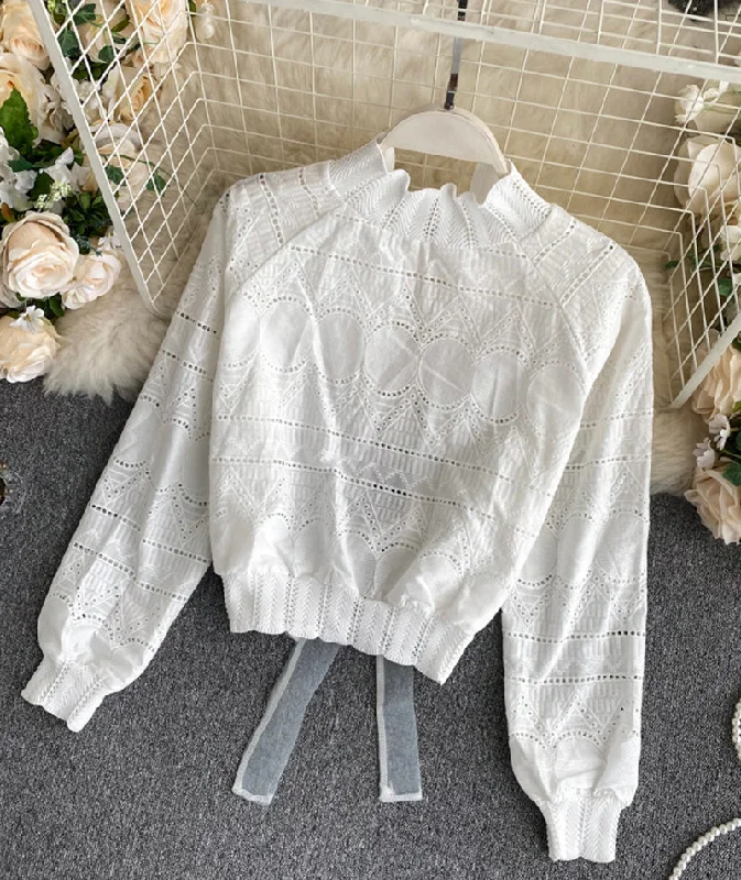 Cute white hollow top  375