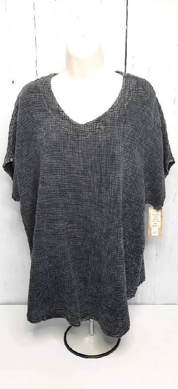 Jess & Jane - Size XL - Black Double Gauze Short Sleeve Top