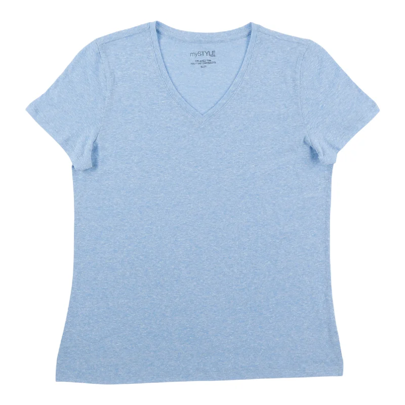 mySTYLE Women's Seasonal Relaxed V-Neck Nubby T-Shirt