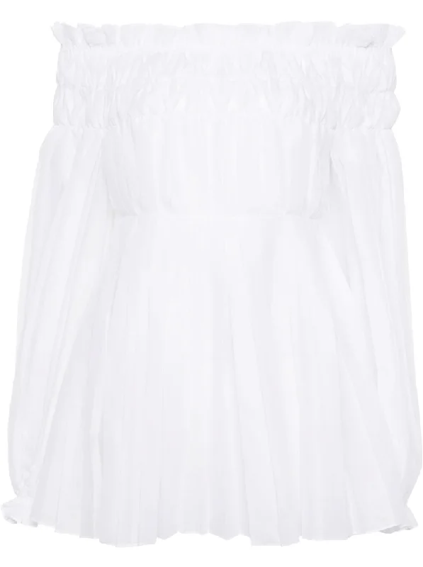 off-shoulder pleated blouse