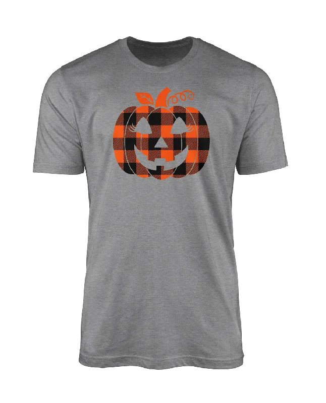 Women's Plaid Pumpkin Short Sleeve T-Shirt