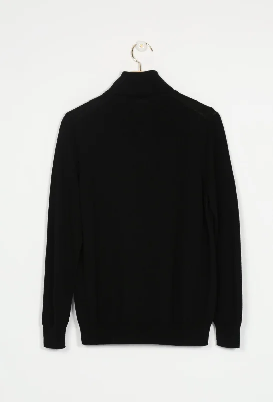 Classic Merino Polo Neck - Black