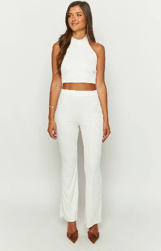 Queenie White Halter Crop Top