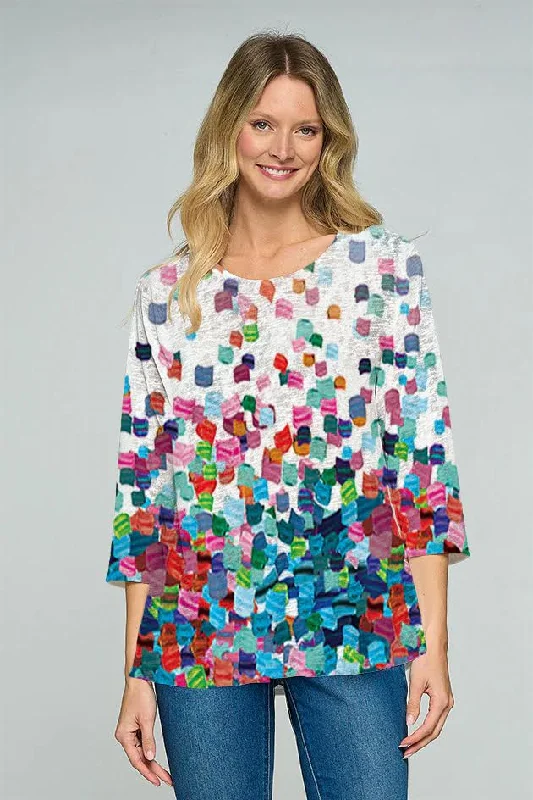 Shirt 3/4 Sleeve Multi Color Falling Blocks Honey tk3140 181