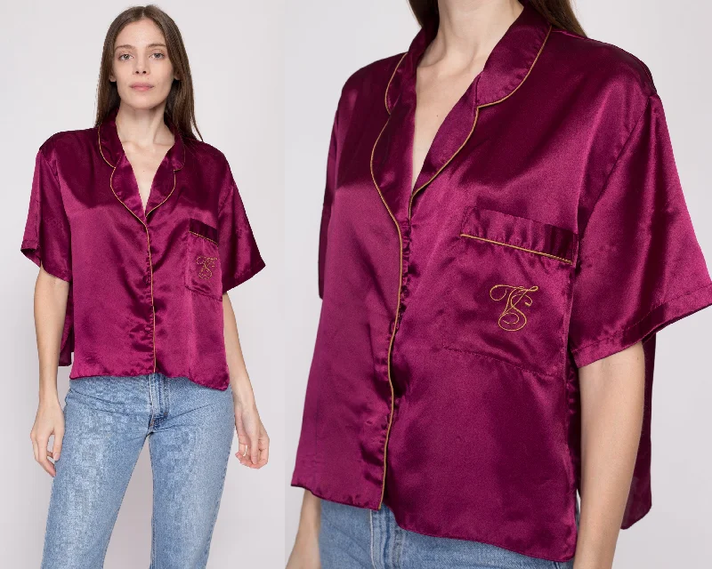 90s Victoria's Secret Plum Satin Loungewear Top - Large