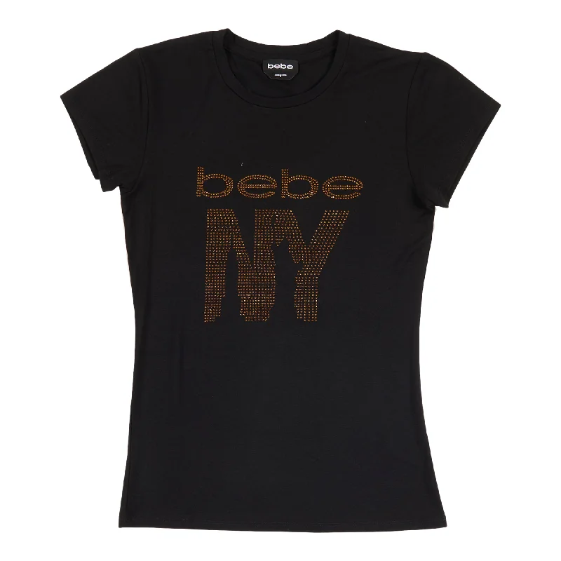 Bebe Women's Logo Rhinestone Tee