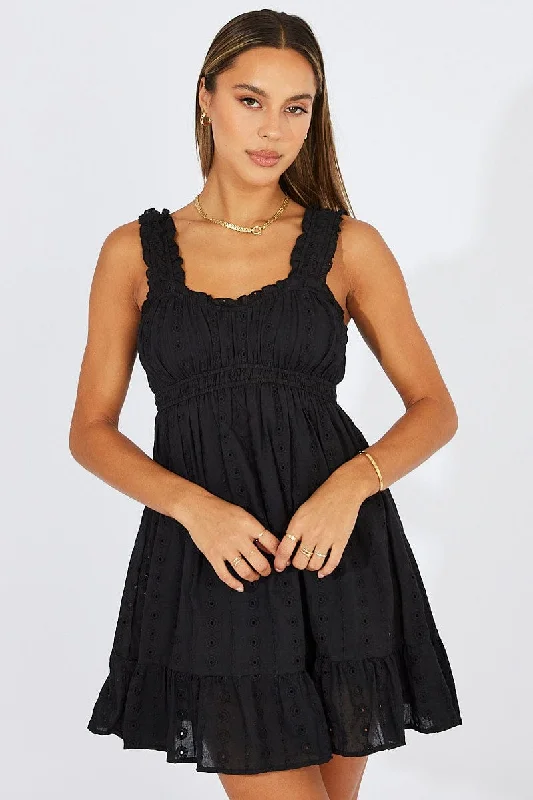 Black Fit And Flare Dress Lace