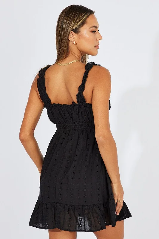 Black Fit And Flare Dress Lace