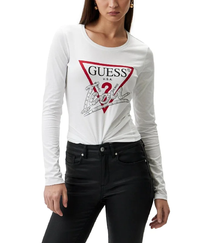 Guess T-shirt Icon Tee Bianco Donna