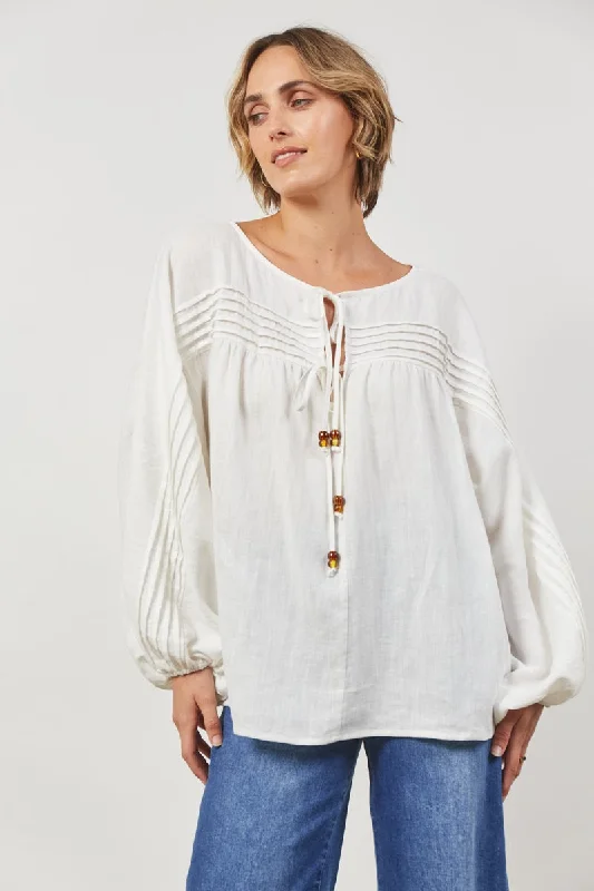 Isle Of Mine - Panorama Tuck Blouse - Dove