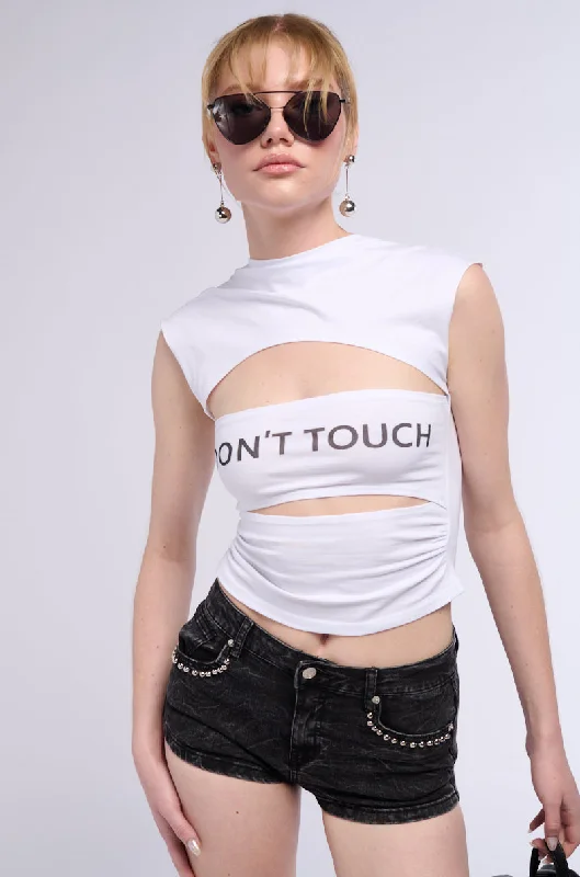 LOOK DONT TOUCH GRAPHIC CUTOUT TEE