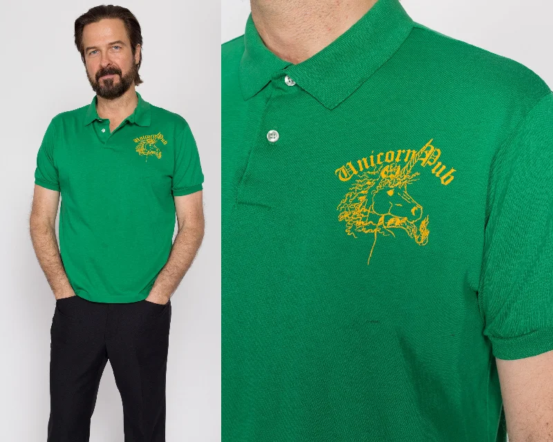 Medium 80s Unicorn Pub Green Polo Shirt