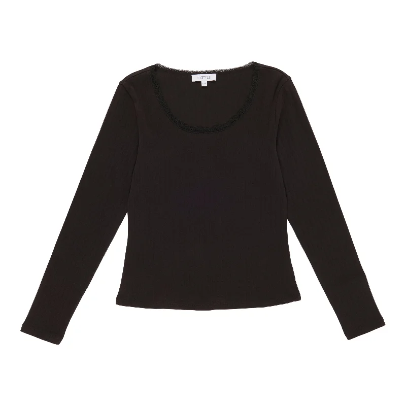 mySTYLE Women's Long Sleeve Pointelle Top