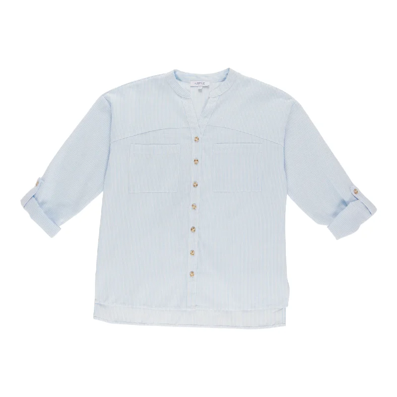 mySTYLE Women's Stripe Linen Shirt