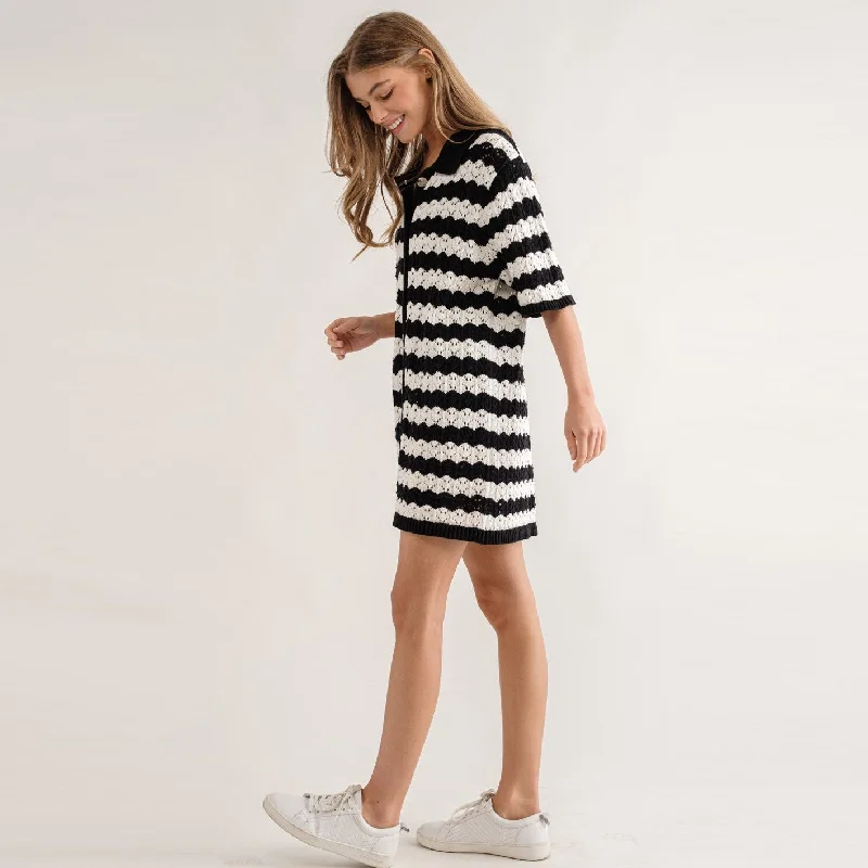 Carol Dress (Black + Off White)